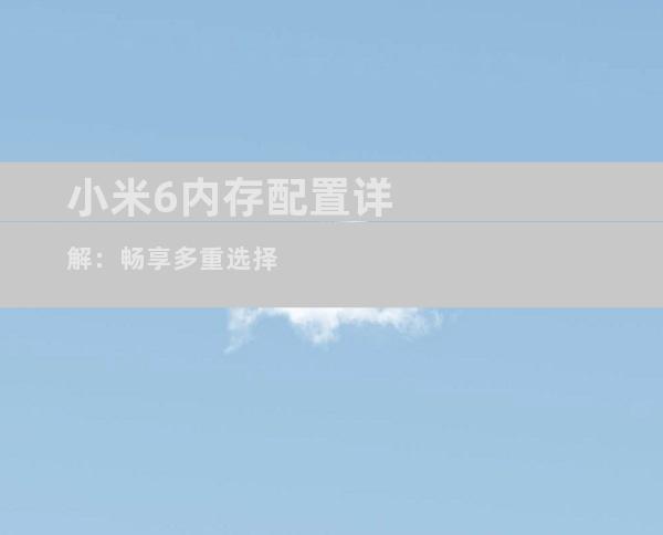 小米6内存配置详解：畅享多重选择